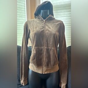 Juicy Couture olive green plush velour full-zip hoodie